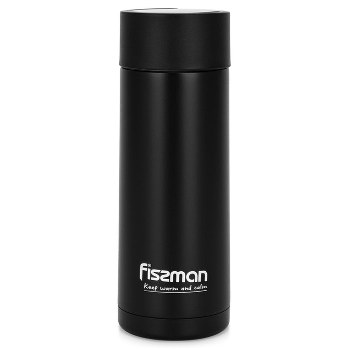 Double Wall Vacuum Flask 390ml Black (Stainless Steel)