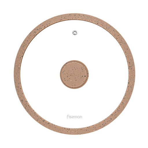 Universal Glass Lid 24cm Arcades with Brown Marbling Silicone Rim