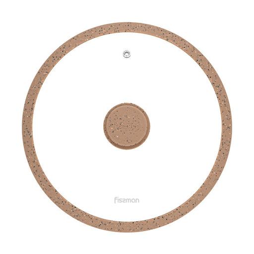 Universal Glass Lid 26cm With Brown Marbling Silicone Rim Arcades