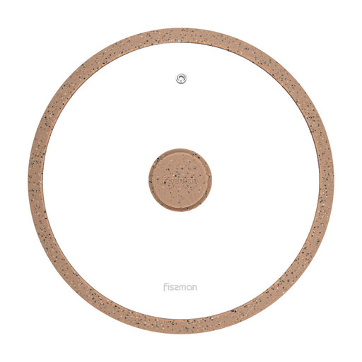 Glass Lid ARCADES with BROWN Marbling Silicone Rim 28cm