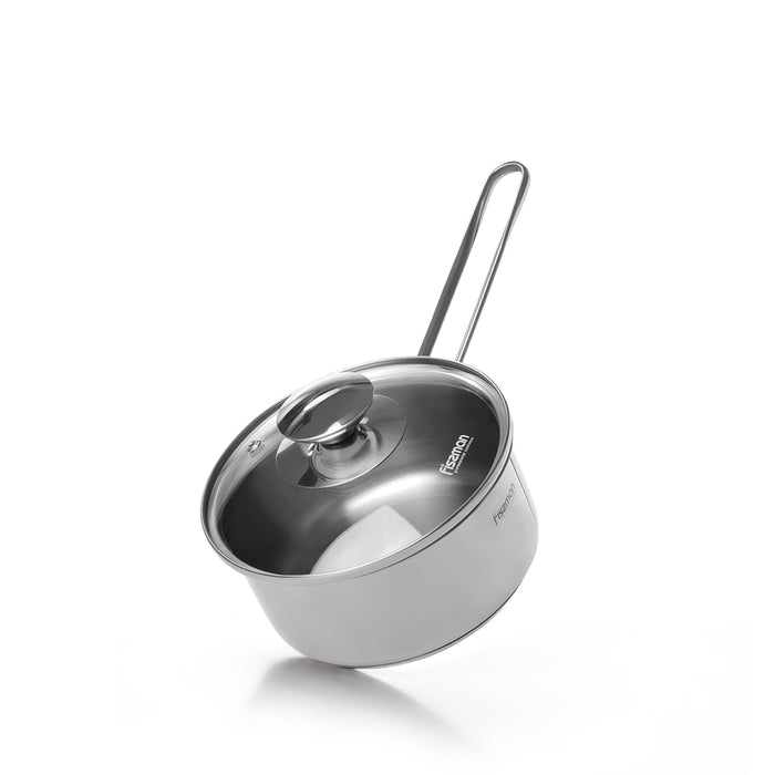 Saucepan With Glass Lid 14x6.5cm /0.9 LTR Stainless Steel with Induction Bottom