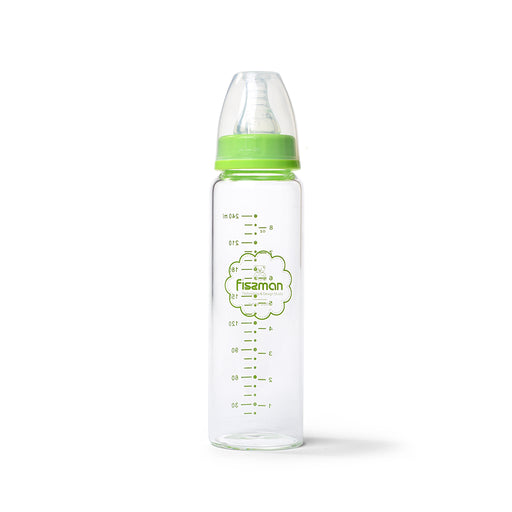Green Feeding bottle 240 ml (borosilicate glass)