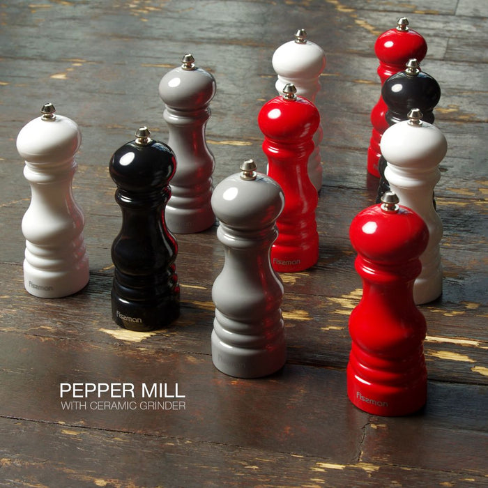 Salt & pepper mill 17x6 cm (ABS body with ceramic grinder) White