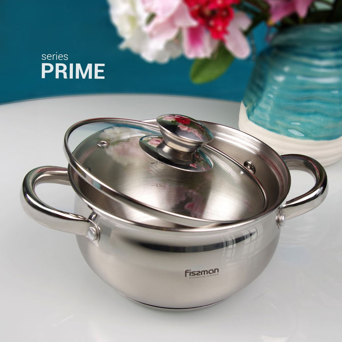 Stockpot PRIME 20x11.5 cm  3.6 LTR with glass lid (stainless steel)
